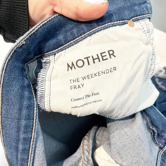 Mother The Weekender Fray Flare Mid Rise Jeans Connect The Dots Blue 27 - Picture 6 of 13